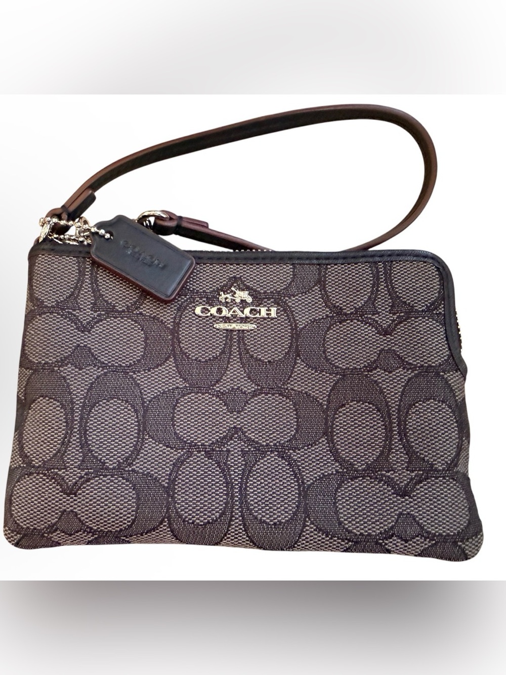 Coach 2015 Signature Canvas Jaquard Wrislet (Black Smoke / Black) Style F53536 - Picture 1 of 3